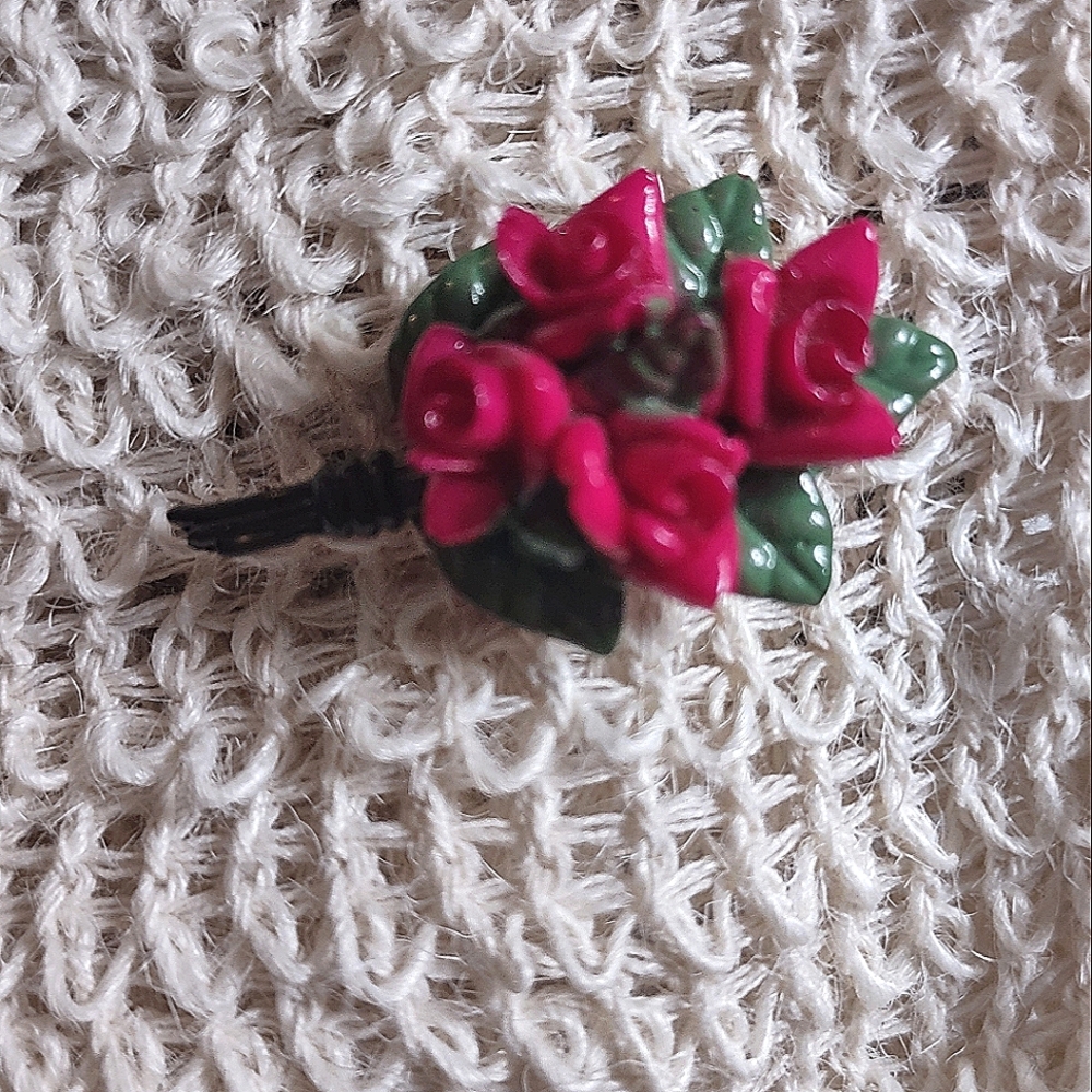 Magenta Pink Roses Pin from JAPAN